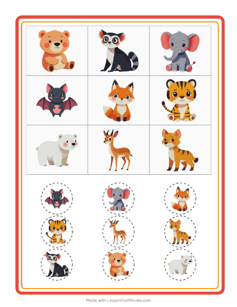 Anteprima della scheda di Bingo con Animali dello zoo per Scuola dell'infanzia (5-7 anni)