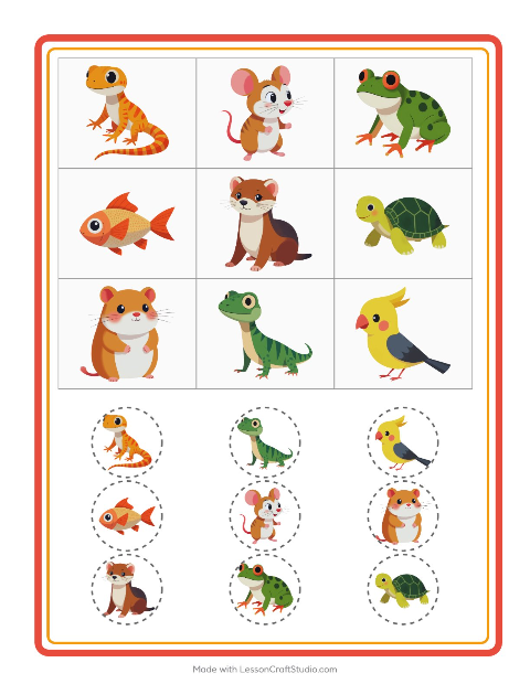 Anteprima della scheda di Bingo con Animali domestici per Scuola dell'infanzia (5-7 anni)