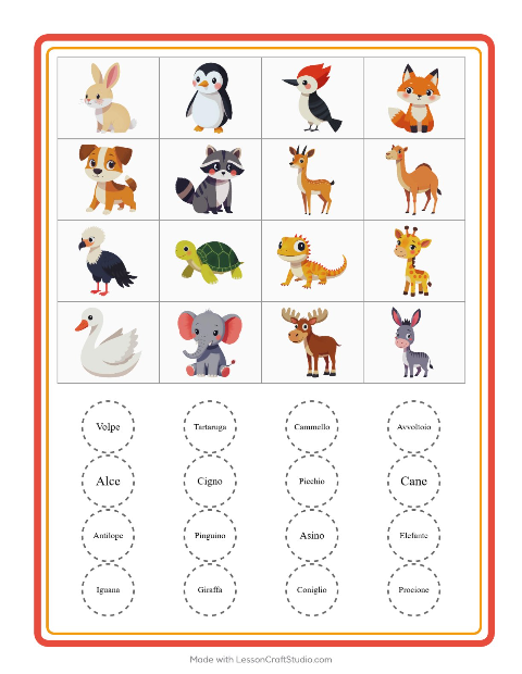 Tombola illustrata – Animali