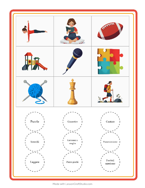 Anteprima della scheda di Bingo con Attività per Scuola dell'infanzia (5-7 anni)