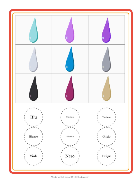 Anteprima della scheda di Bingo con Colori per Scuola dell'infanzia (5-7 anni)