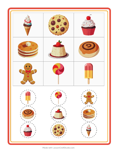 Anteprima della scheda di Bingo con Dolci e dolciumi per Scuola dell'infanzia (5-7 anni)
