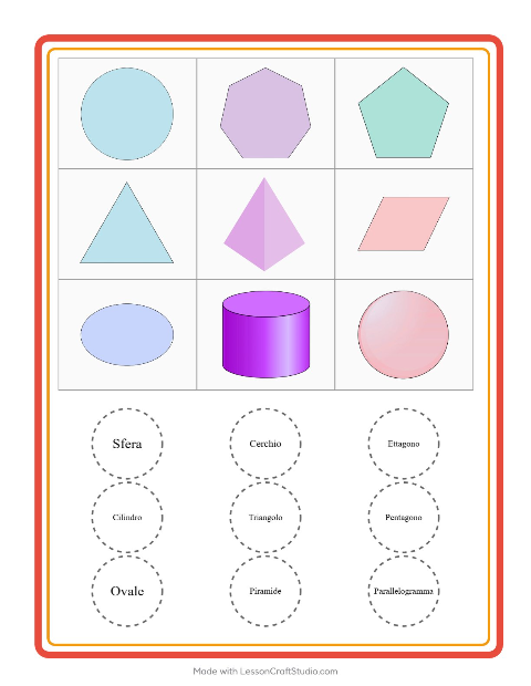 Anteprima della scheda di Bingo con Forme per Scuola dell'infanzia (5-7 anni)