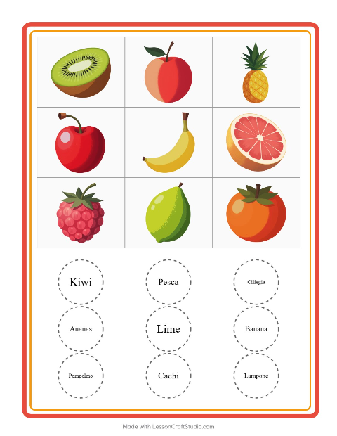 Anteprima della scheda di Bingo con Frutta per Scuola dell'infanzia (5-7 anni)