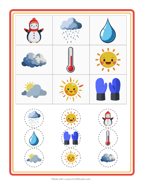 Anteprima della scheda di Bingo con Meteo per Scuola dell'infanzia (5-7 anni)