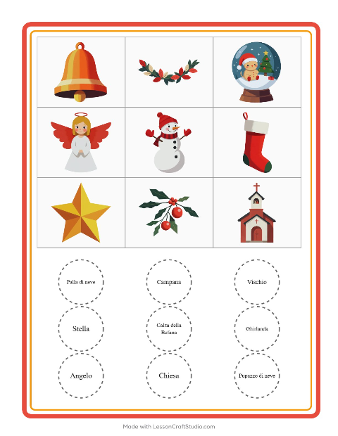 Anteprima della scheda di Bingo con Natale per Scuola dell'infanzia (5-7 anni)