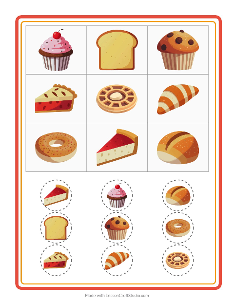 Anteprima della scheda di Bingo con Panetteria per Scuola dell'infanzia (5-7 anni)