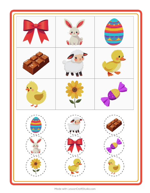 Anteprima della scheda di Bingo con Pasqua per Scuola dell'infanzia (5-7 anni)