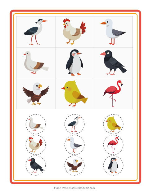 Anteprima della scheda di Bingo con Uccelli 2 per Scuola dell'infanzia (5-7 anni)
