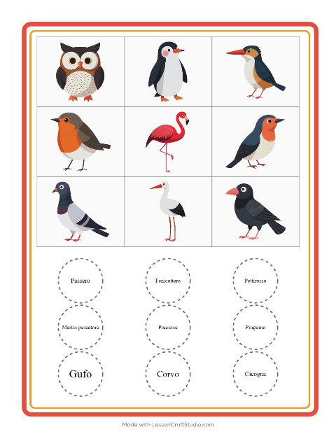 Anteprima della scheda di Bingo con Uccelli 2 per Scuola dell'infanzia (5-7 anni)
