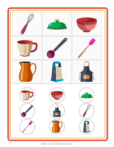 Anteprima della scheda di Bingo con Utensili da cucina per Scuola dell'infanzia (5-7 anni)