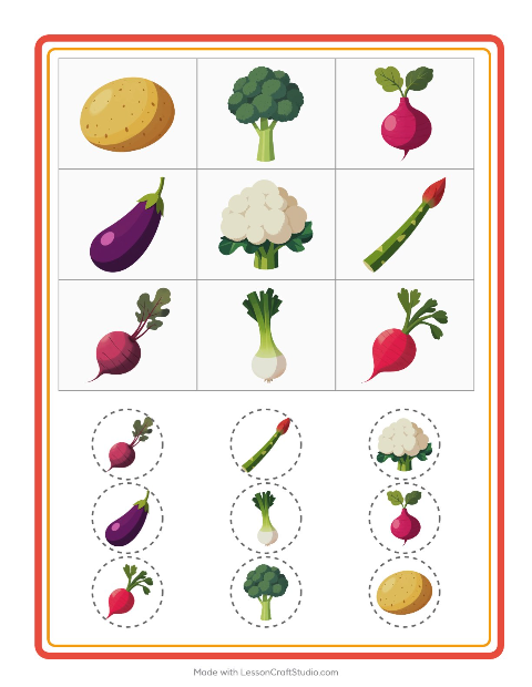 Anteprima della scheda di Bingo con Verdure per Scuola dell'infanzia (5-7 anni)