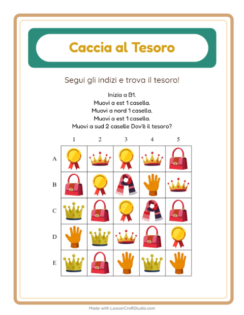 Anteprima della scheda di Caccia Al Tesoro con Accessori per Scuola primaria classe prima