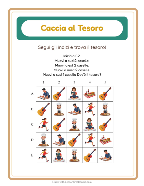 Anteprima della scheda di Caccia Al Tesoro con Attività per Scuola primaria classe prima