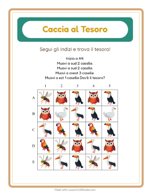Anteprima della scheda di Caccia Al Tesoro con Cose che volano per Scuola primaria classe prima