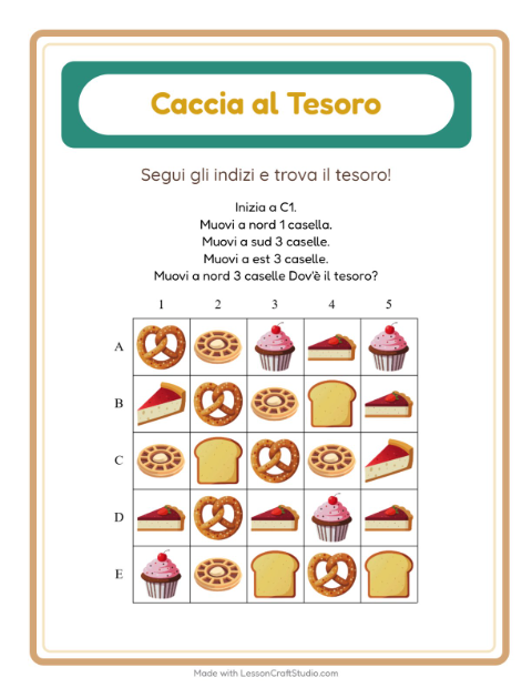 Anteprima della scheda di Caccia Al Tesoro con Panetteria per Scuola primaria classe prima