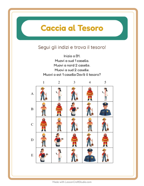 Anteprima della scheda di Caccia Al Tesoro con Professioni per Scuola primaria classe prima