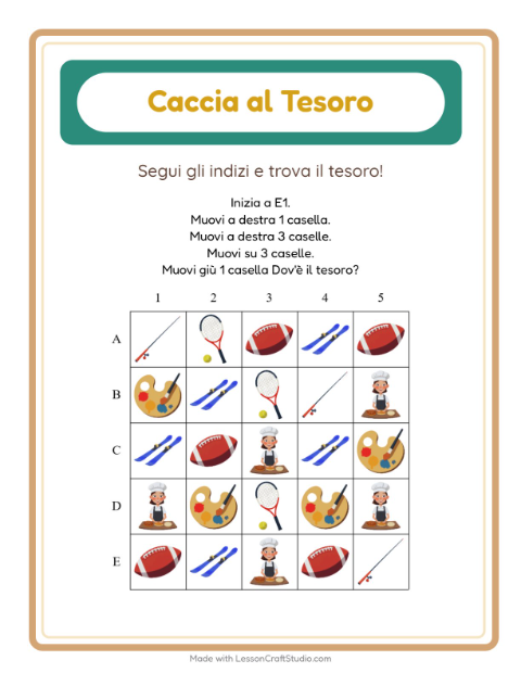 Anteprima della scheda di Caccia Al Tesoro con Attività per Scuola primaria classe prima