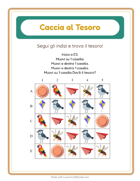 Anteprima della scheda di Caccia Al Tesoro con Cose che volano per Scuola primaria classe prima