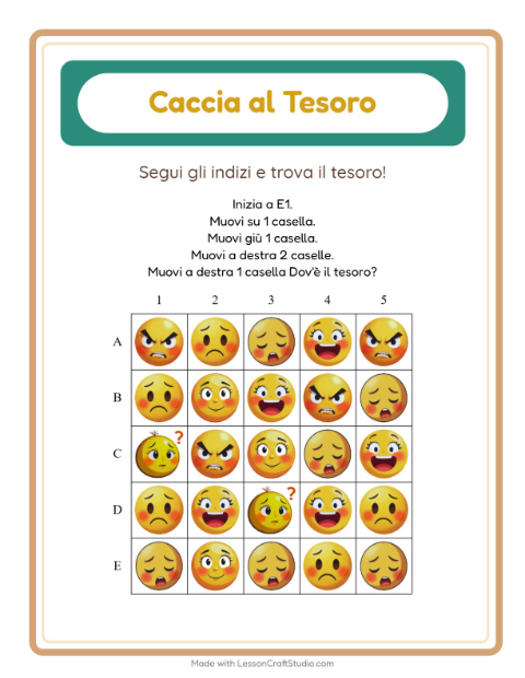 Anteprima della scheda di Caccia Al Tesoro con Emozioni per Scuola primaria classe prima