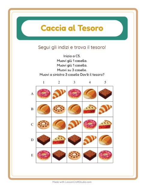 Anteprima della scheda di Caccia Al Tesoro con Panetteria per Scuola primaria classe prima