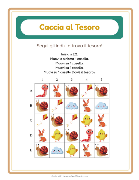 Anteprima della scheda di Caccia Al Tesoro con Primavera per Scuola primaria classe prima