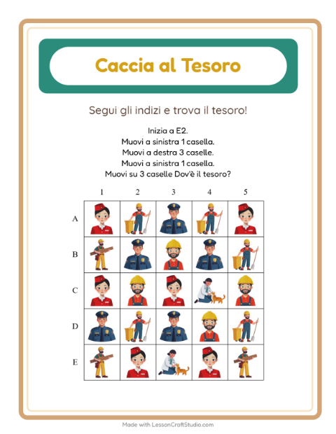 Anteprima della scheda di Caccia Al Tesoro con Professioni per Scuola primaria classe prima