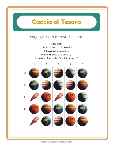 Anteprima della scheda di Caccia Al Tesoro con Spazio per Scuola primaria classe prima