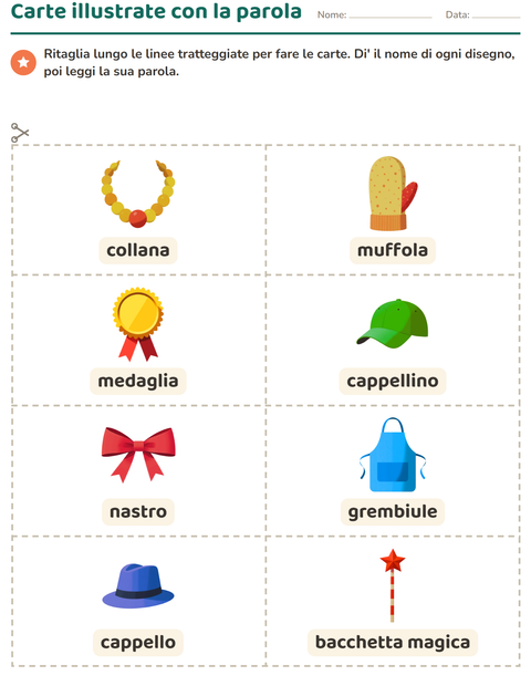 Anteprima della scheda di Carte illustrate con la parola con Accessori per Scuola dell'infanzia (5-7 anni)