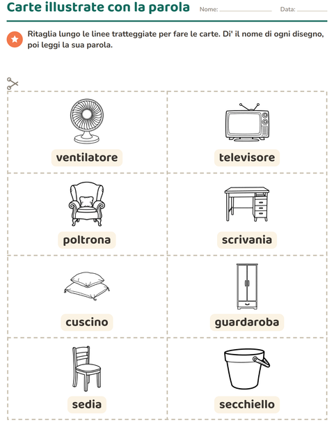 Anteprima della scheda di Carte illustrate con la parola con Casa BN 2 per Scuola dell'infanzia (5-7 anni)