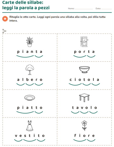 Anteprima della scheda di Carte illustrate con la parola con Casa e Natura BN per Scuola primaria classe prima
