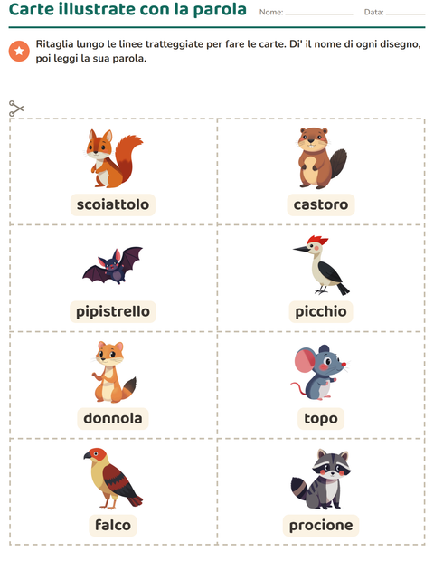 Anteprima della scheda di Carte illustrate con la parola con Creature della foresta per Scuola dell'infanzia (5-7 anni)