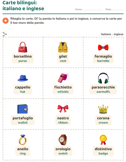 Anteprima della scheda di Carte illustrate con la parola con Accessori per Scuola dell'infanzia (5-7 anni)