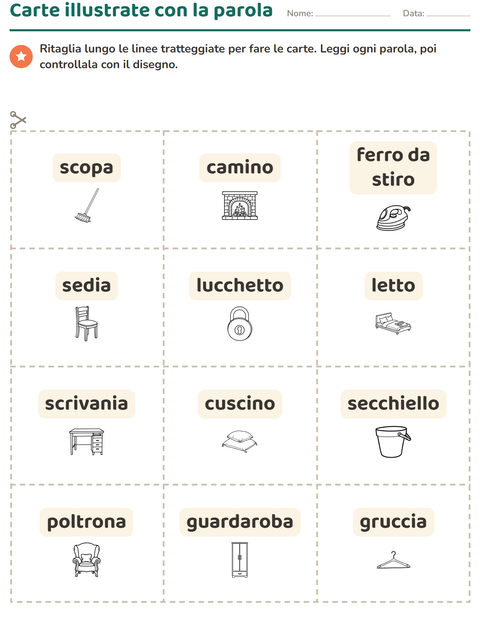 Anteprima della scheda di Carte illustrate con la parola con Casa BN 2 per Scuola dell'infanzia (5-7 anni)