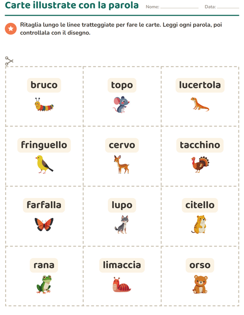 Anteprima della scheda di Carte illustrate con la parola con Creature della foresta per Scuola dell'infanzia (5-7 anni)