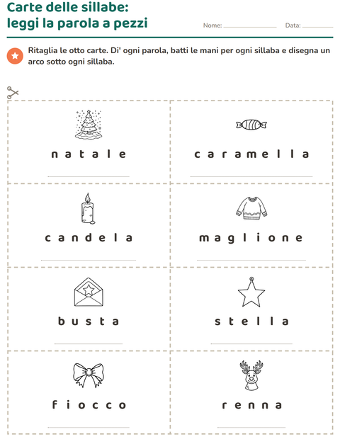 Anteprima della scheda di Carte illustrate con la parola con Natale B&N per Scuola primaria classe prima