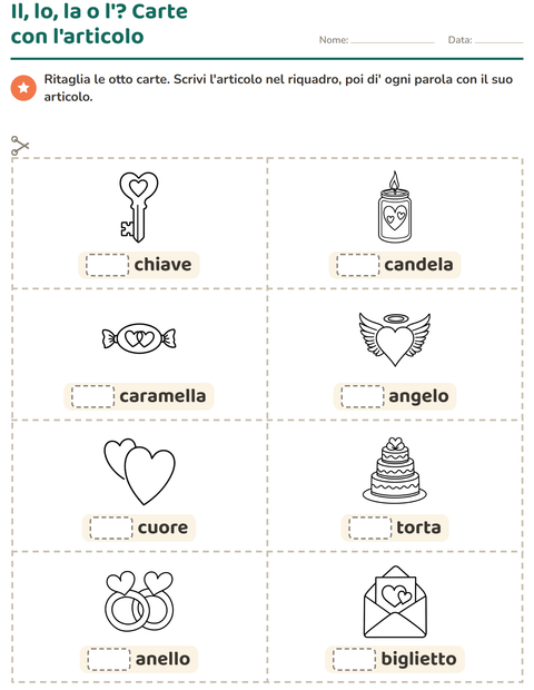 Anteprima della scheda di Carte illustrate con la parola con San Valentino BN per Scuola dell'infanzia (5-7 anni)