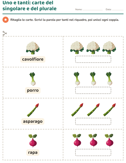 Anteprima della scheda di Carte illustrate con la parola con Verdure per Scuola dell'infanzia (5-7 anni)