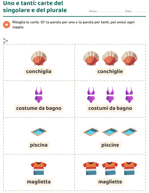 Anteprima della scheda di Carte illustrate con la parola con Estate per Scuola dell'infanzia (5-7 anni)