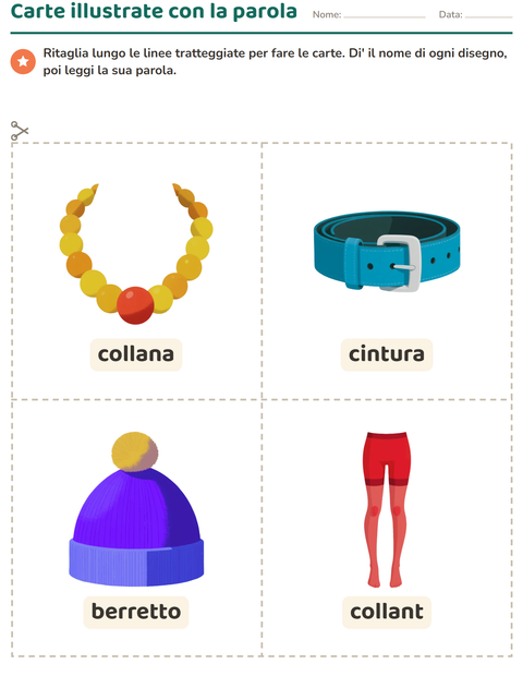 Anteprima della scheda di Carte illustrate con la parola con Accessori per Scuola dell'infanzia (5-7 anni)