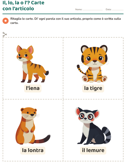 Anteprima della scheda di Carte illustrate con la parola con Animali dello zoo per Scuola dell'infanzia (5-7 anni)