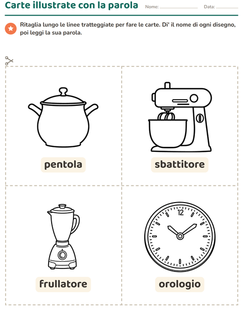 Anteprima della scheda di Carte illustrate con la parola con Casa BN per Scuola dell'infanzia (5-7 anni)