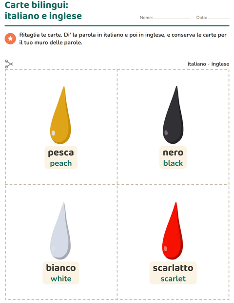 Anteprima della scheda di Carte illustrate con la parola con Colori per Scuola dell'infanzia (5-7 anni)