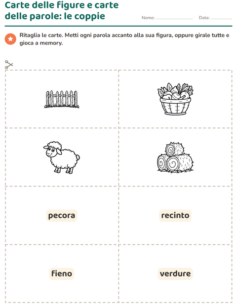 Anteprima della scheda di Carte illustrate con la parola con Fattoria BN per Scuola dell'infanzia (5-7 anni)