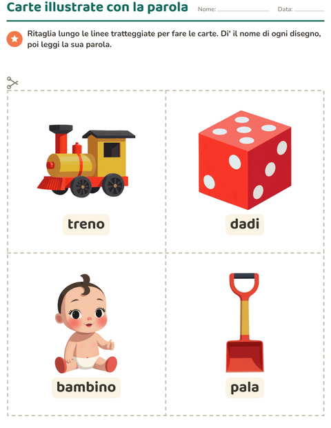 Anteprima della scheda di Carte illustrate con la parola con Giocattoli per Scuola dell'infanzia (5-7 anni)