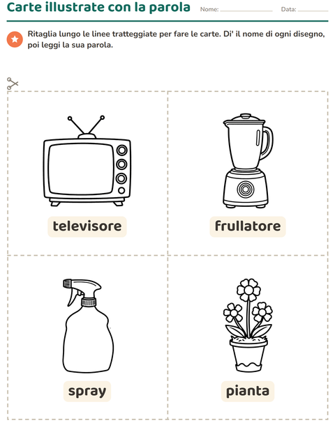 Anteprima della scheda di Carte illustrate con la parola con Casa BN per Scuola dell'infanzia (5-7 anni)