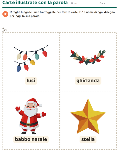 Anteprima della scheda di Carte illustrate con la parola con Natale per Scuola dell'infanzia (5-7 anni)