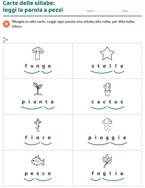 Anteprima della scheda di Carte illustrate con la parola con Natura BN per Scuola primaria classe prima