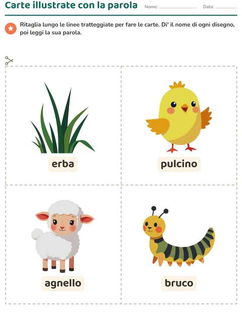 Anteprima della scheda di Carte illustrate con la parola con Primavera per Scuola dell'infanzia (5-7 anni)