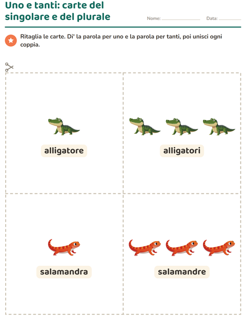 Anteprima della scheda di Carte illustrate con la parola con Rettili e anfibi per Scuola dell'infanzia (5-7 anni)